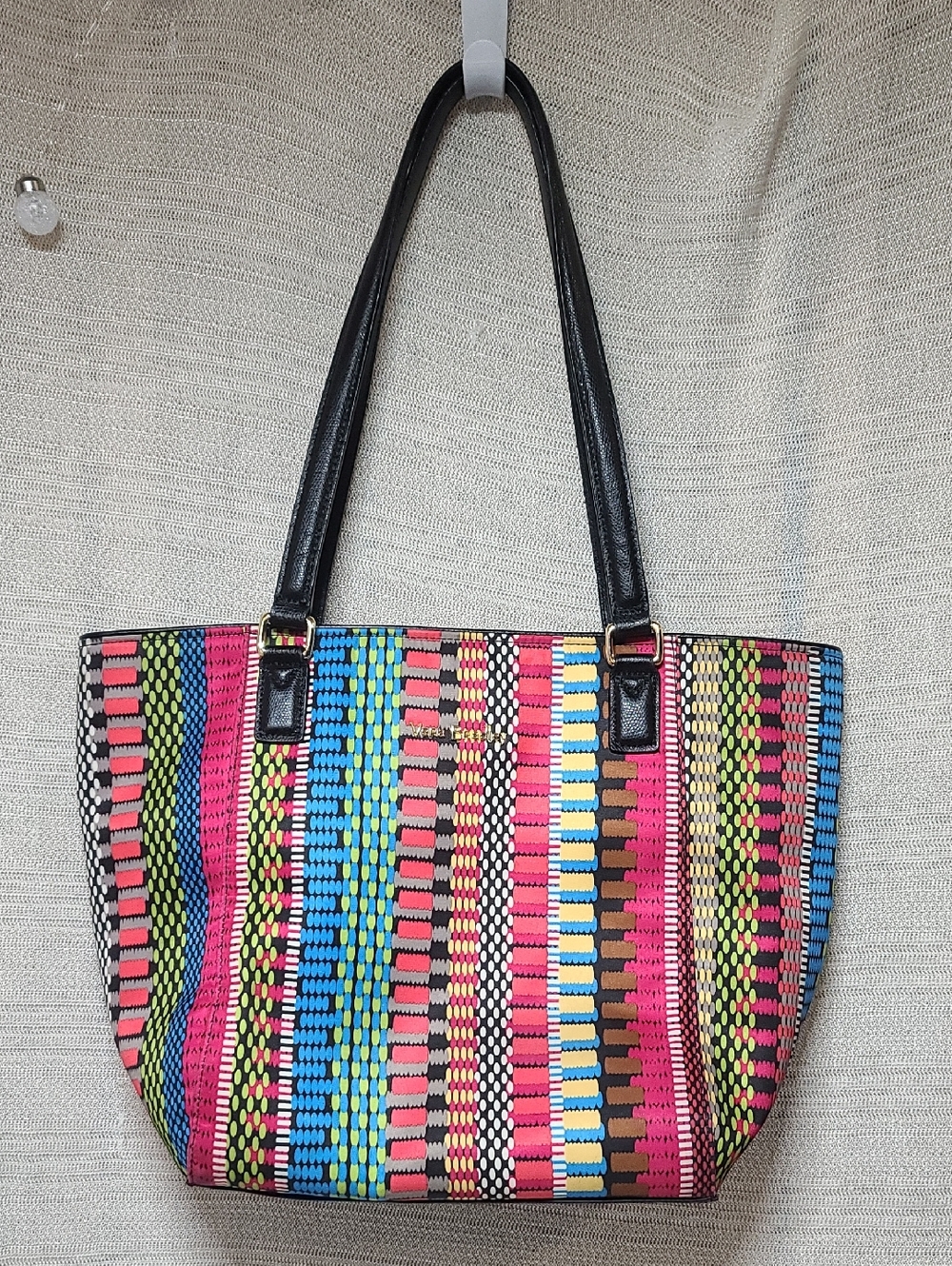 VERA BRADLEY Ella Zip Tote in Cha Cha Bright Multicolor Geometric Print NWOT - Picture 1 of 7